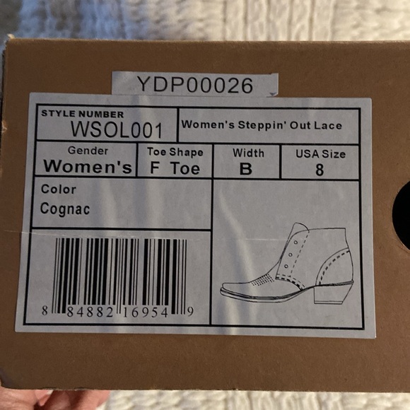 NWT Twisted X Steppin’ Out Leather Cognac Lace Up Western Bootie Size 8B - Picture 8 of 12